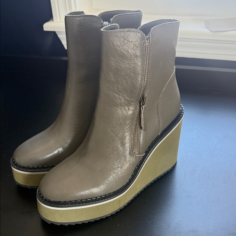 Naked Feet: AVAIL in GREIGE Wedge Ankle Boots